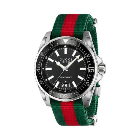 cinturino gucci dive rosso verde|Orologio Uomo Gucci Dive YA136349 .